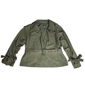 NWT Simply Vera Wang Short Trench Coat/Safari Jacket Olive Green Sz XL Womens